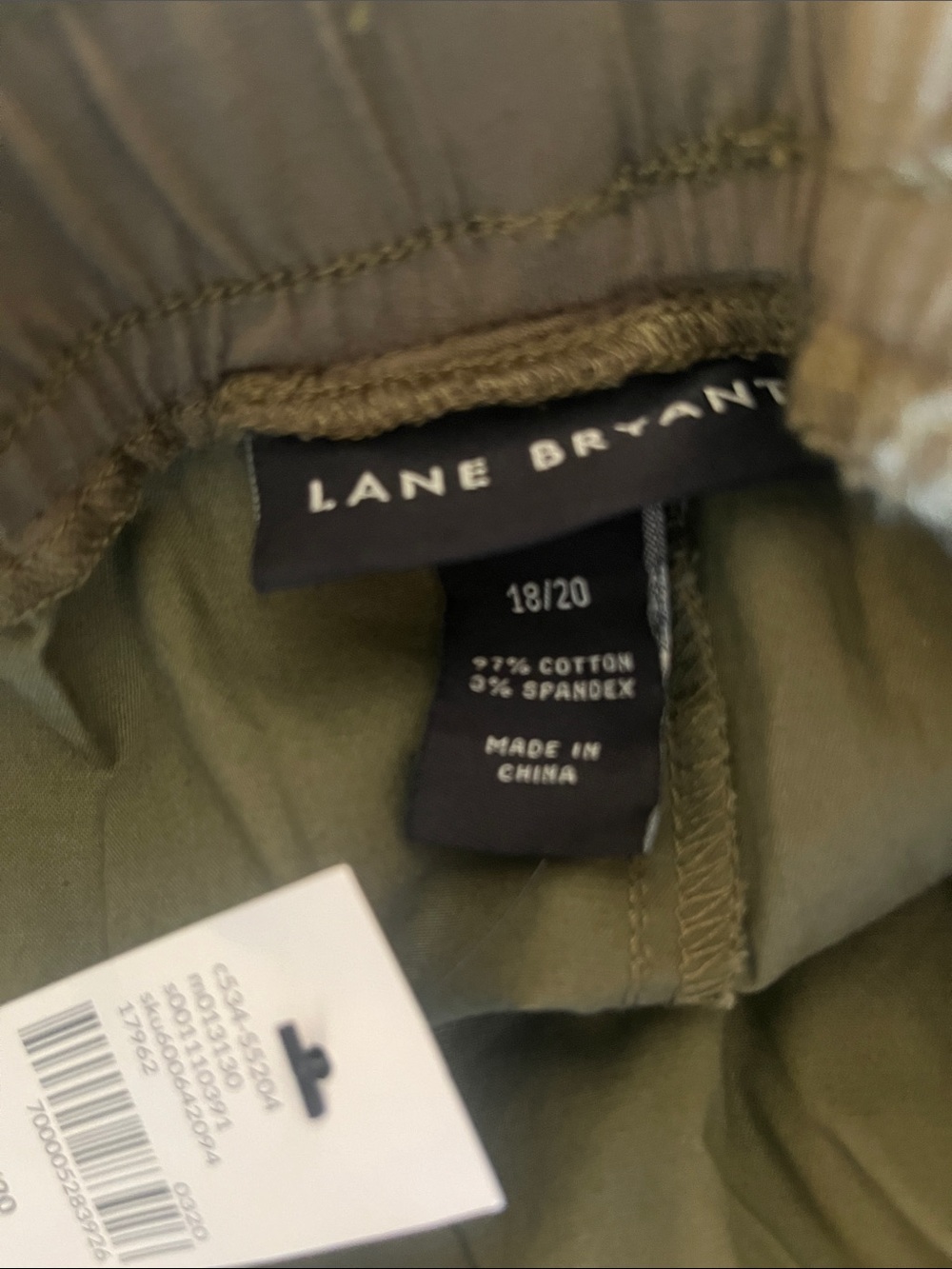Women's Lane Bryant Olive Drawstring Bermuda Shorts with Button-Trim Pockets - Picture 7 of 7